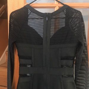 Black Body con long caged sleeve dress